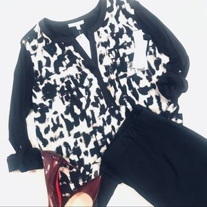 Pale Sky - Black and White Blouse - Size Large